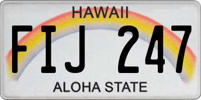 HI license plate FIJ247
