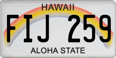 HI license plate FIJ259