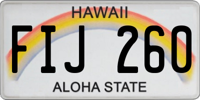 HI license plate FIJ260
