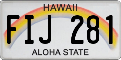 HI license plate FIJ281