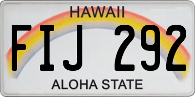 HI license plate FIJ292
