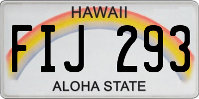 HI license plate FIJ293