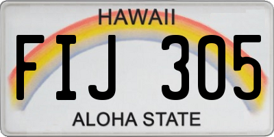 HI license plate FIJ305