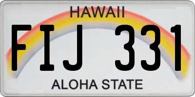 HI license plate FIJ331