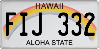 HI license plate FIJ332