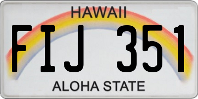 HI license plate FIJ351