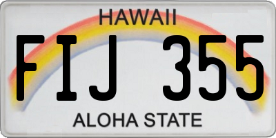 HI license plate FIJ355