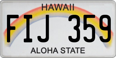 HI license plate FIJ359