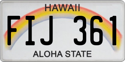 HI license plate FIJ361