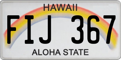 HI license plate FIJ367