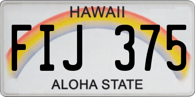 HI license plate FIJ375