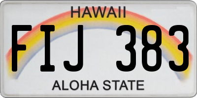 HI license plate FIJ383