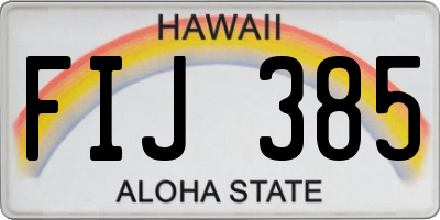 HI license plate FIJ385