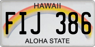 HI license plate FIJ386