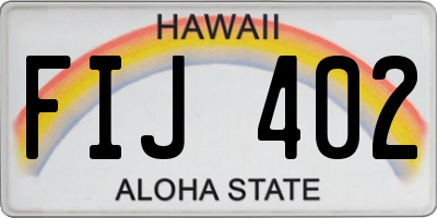 HI license plate FIJ402