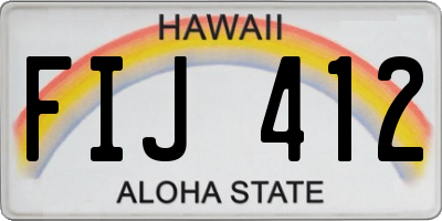 HI license plate FIJ412