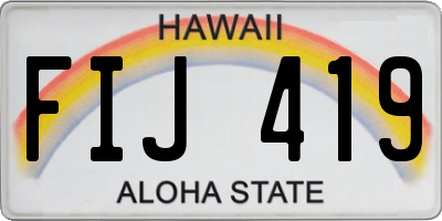 HI license plate FIJ419