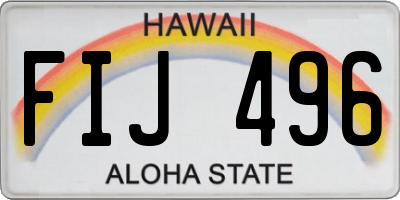 HI license plate FIJ496