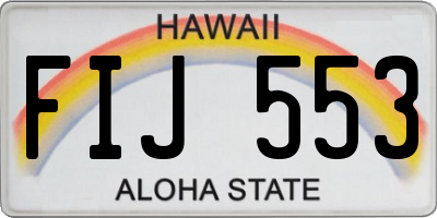 HI license plate FIJ553