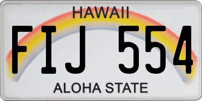 HI license plate FIJ554