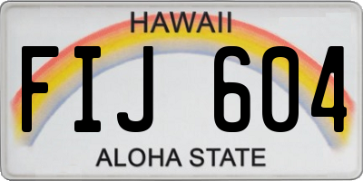 HI license plate FIJ604