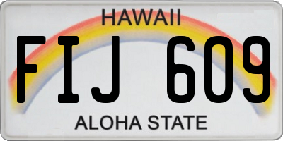 HI license plate FIJ609
