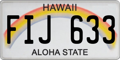 HI license plate FIJ633