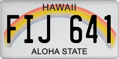 HI license plate FIJ641