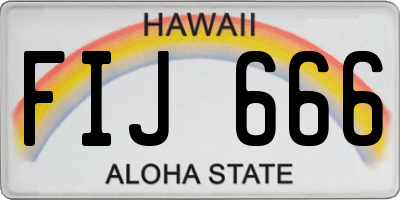 HI license plate FIJ666