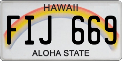 HI license plate FIJ669