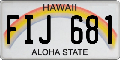 HI license plate FIJ681