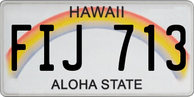 HI license plate FIJ713