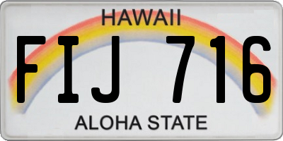 HI license plate FIJ716
