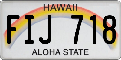 HI license plate FIJ718