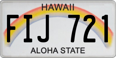 HI license plate FIJ721