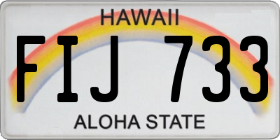 HI license plate FIJ733