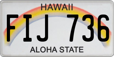 HI license plate FIJ736