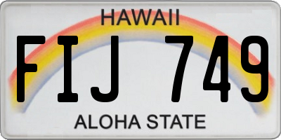 HI license plate FIJ749