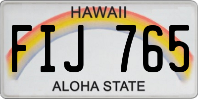 HI license plate FIJ765