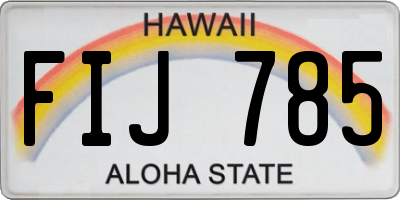 HI license plate FIJ785