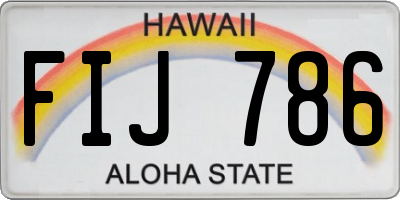 HI license plate FIJ786