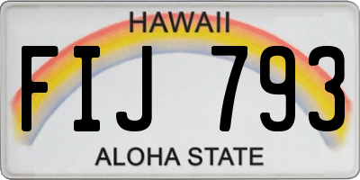 HI license plate FIJ793