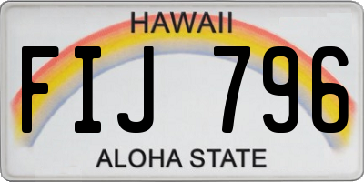 HI license plate FIJ796