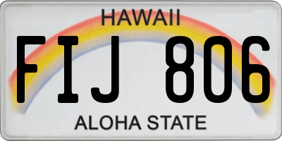 HI license plate FIJ806
