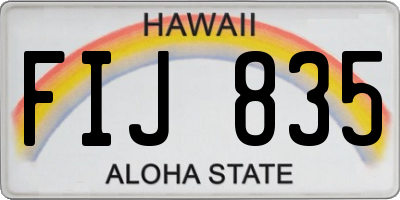 HI license plate FIJ835