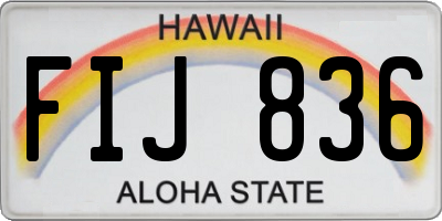 HI license plate FIJ836