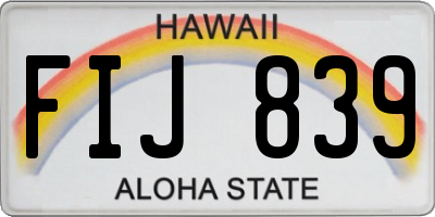 HI license plate FIJ839