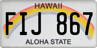 HI license plate FIJ867