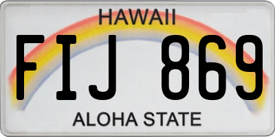 HI license plate FIJ869