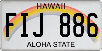 HI license plate FIJ886